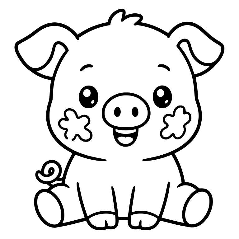 Sitting Piglet With Muddy Cheeks and Wide Ears — free animal SVG cut file