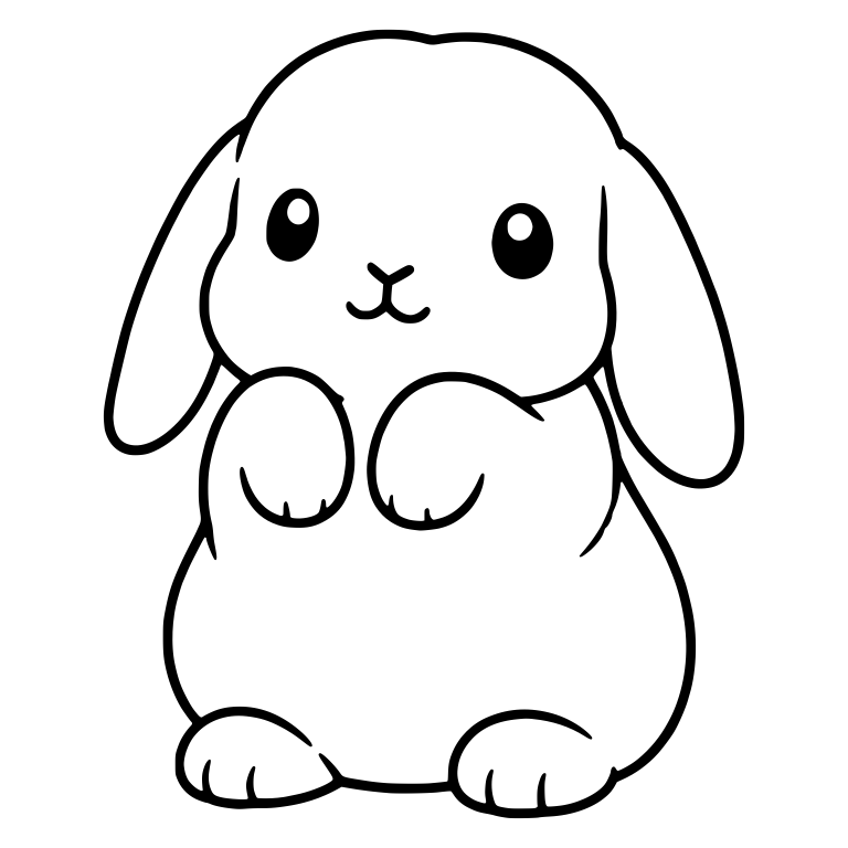 Holland Lop Bunny Sitting Up With Paws Raised to Chest — free animal SVG cut file