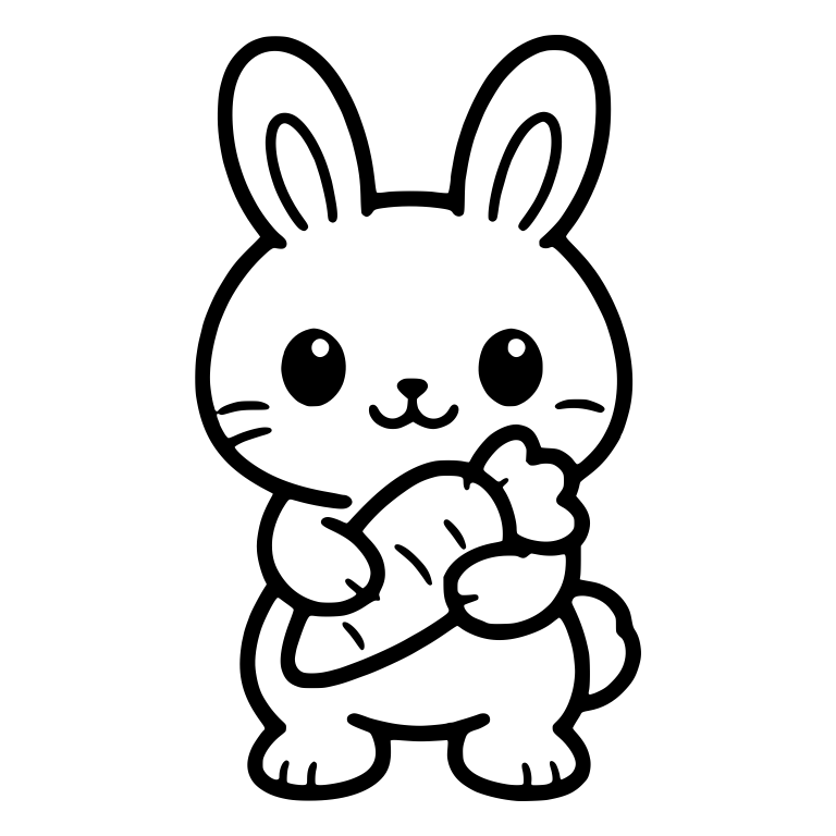 Upright Bunny Cradling Short Carrot With Whiskers — free animal SVG cut file