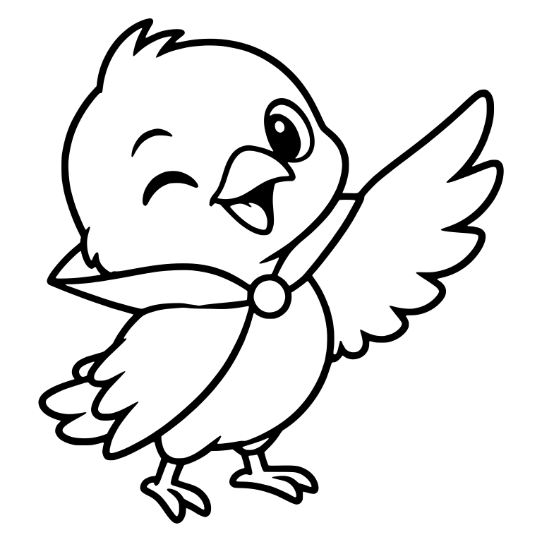 Winking Chick with Vampire Collar and One Wing Raised — free animal SVG cut file