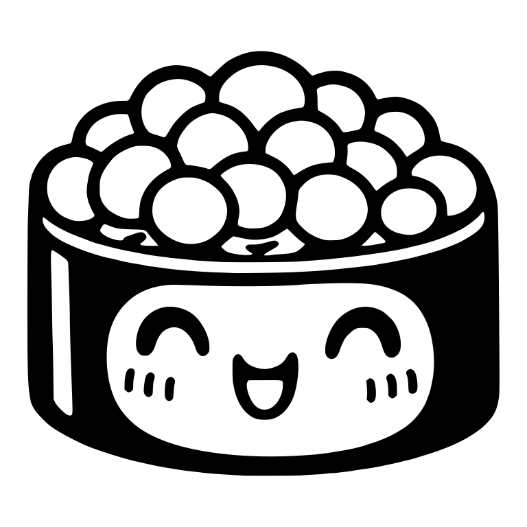 Kawaii Gunkan Sushi With Piled Roe Balls And Happy Face — free food SVG cut file