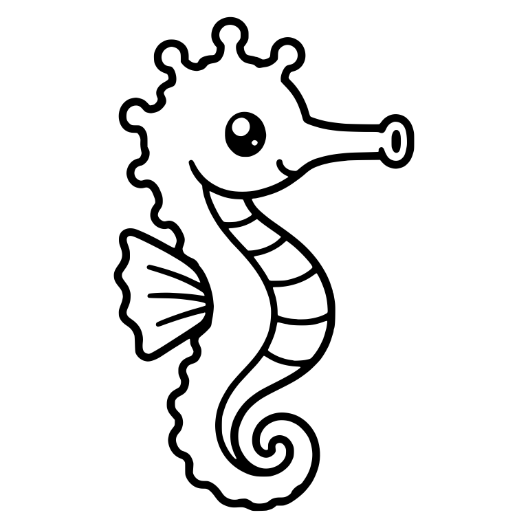 Kawaii Seahorse With Three Round Crown Knobs — free animal SVG cut file