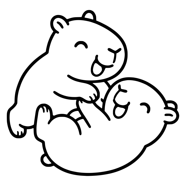 Two Playful Capybaras Tumbling and Laughing — free animal SVG cut file