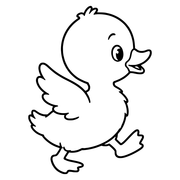 Duckling Walking Right with One Wing Raised — free animal SVG cut file