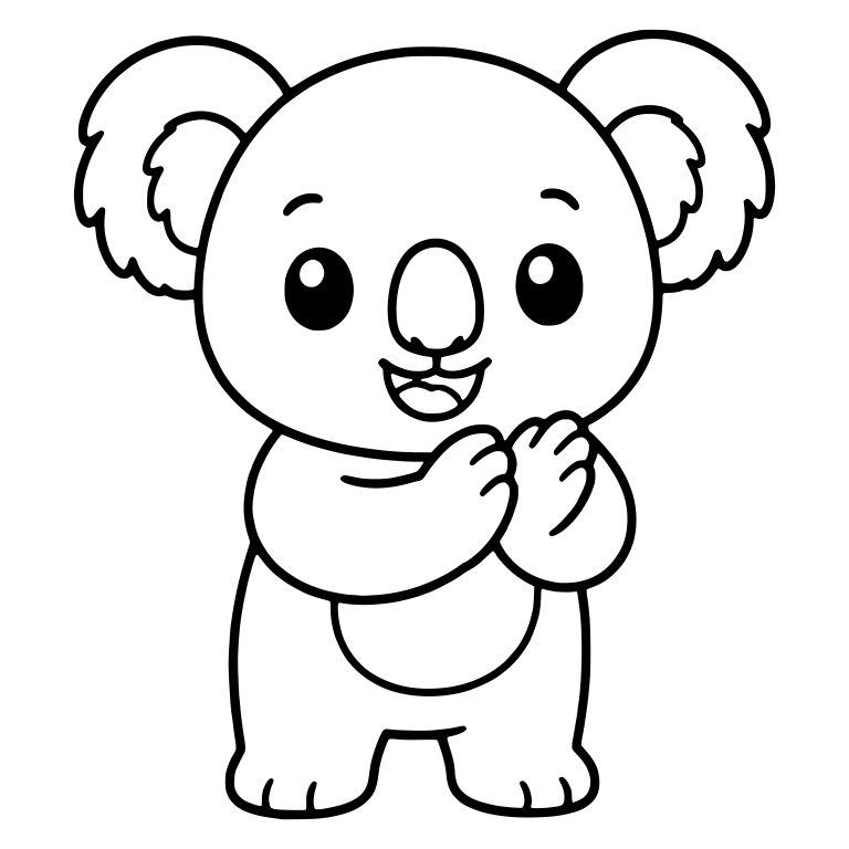 Standing Baby Koala Clapping Paws with Belly Patch — free animal SVG cut file