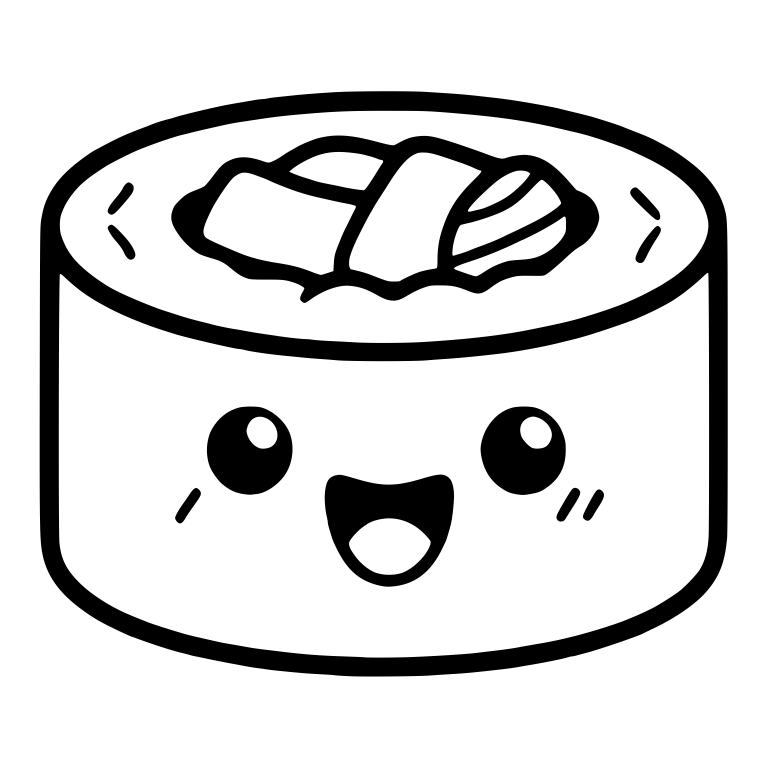 Excited Sushi Roll With Fish Pieces And Open Mouth — free food SVG cut file
