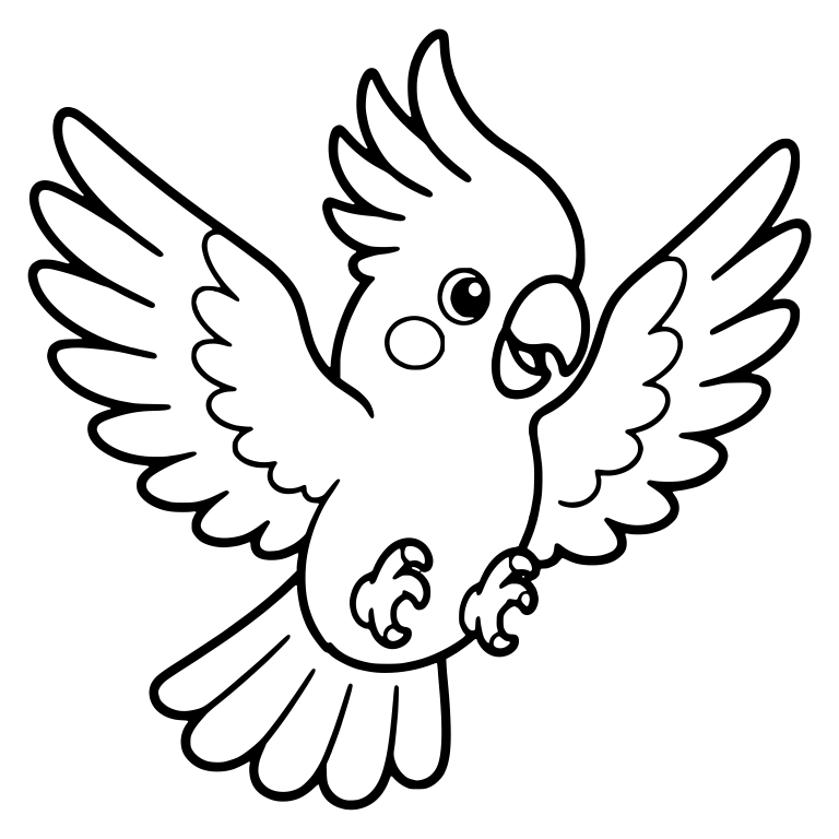 Flying Cockatoo With Big Wings and Fanned Tail — free animal SVG cut file