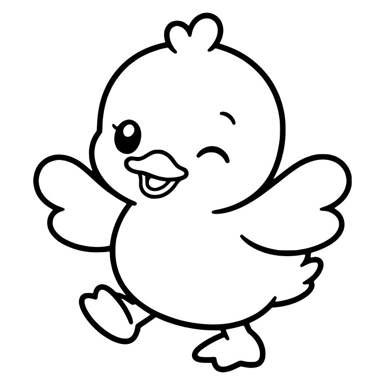 Winking Duckling Dancing With Heart-Shaped Wings — free animal SVG cut file