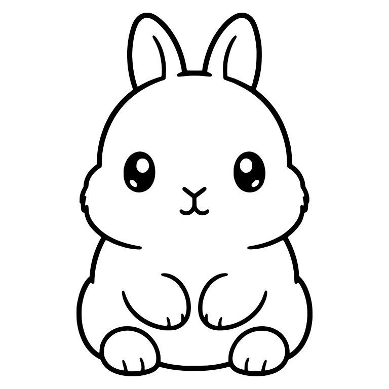 Kawaii Bunny With Glossy Eyes And Cheek Tufts — free animal SVG cut file