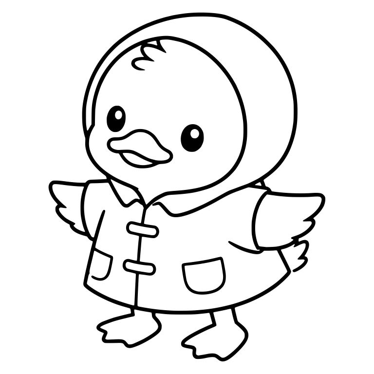 Standing Duckling in Toggle Raincoat With Pockets — free animal SVG cut file