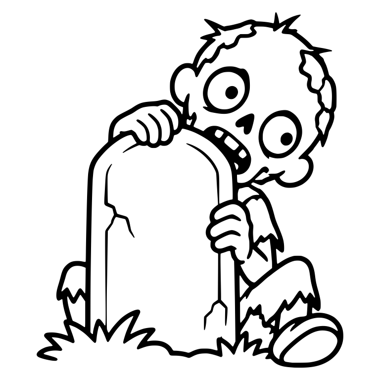 Zombie Peeking Around a Cracked Gravestone With Grass — free fantasy-creature SVG cut file