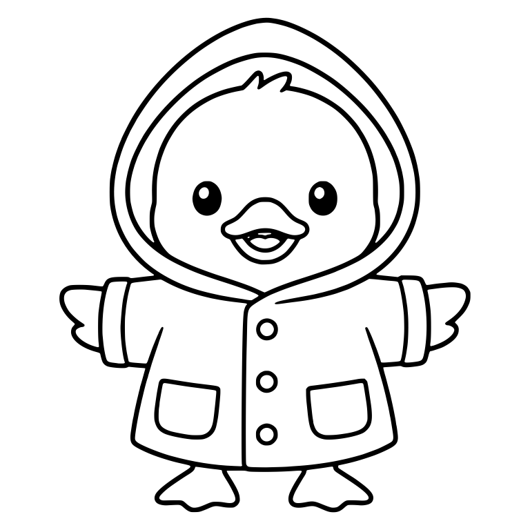 Duckling in Hooded Raincoat With Wings Held Out — free animal SVG cut file