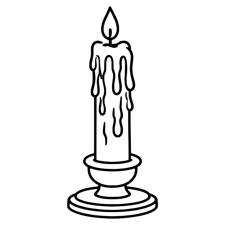 Dripping Candle in Footed Holder with Flame — free objects SVG cut file