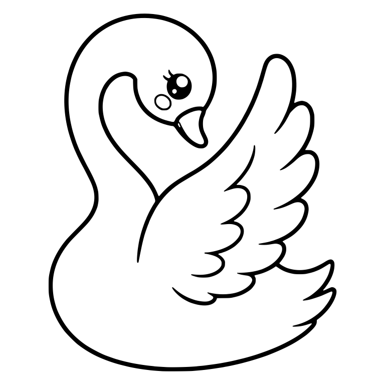 Kawaii Swan With One Wing Raised and Curled Neck — free animal SVG cut file