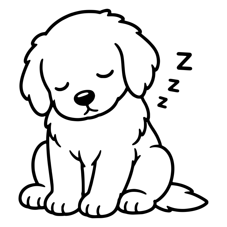 Dozing Golden Retriever Puppy Sitting With Zzz Marks — free animal SVG cut file