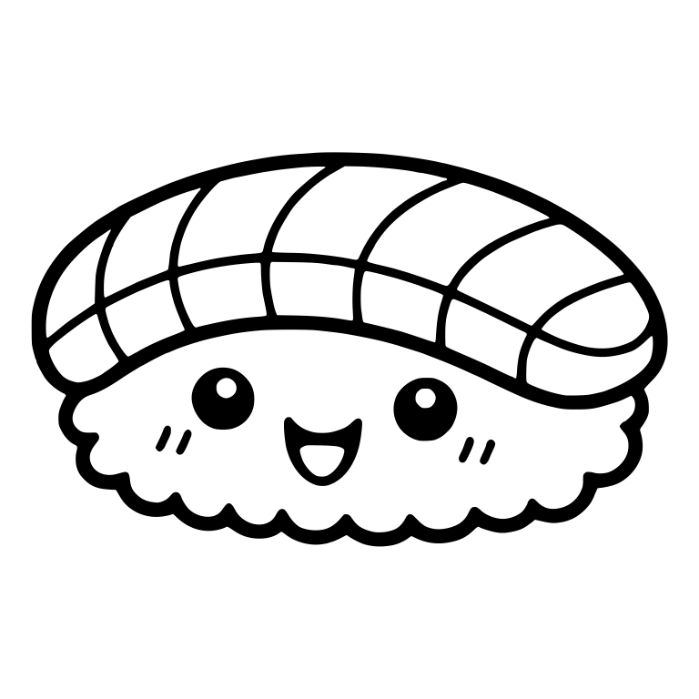 Salmon Nigiri With Segmented Fillet and Open Smile — free food SVG cut file