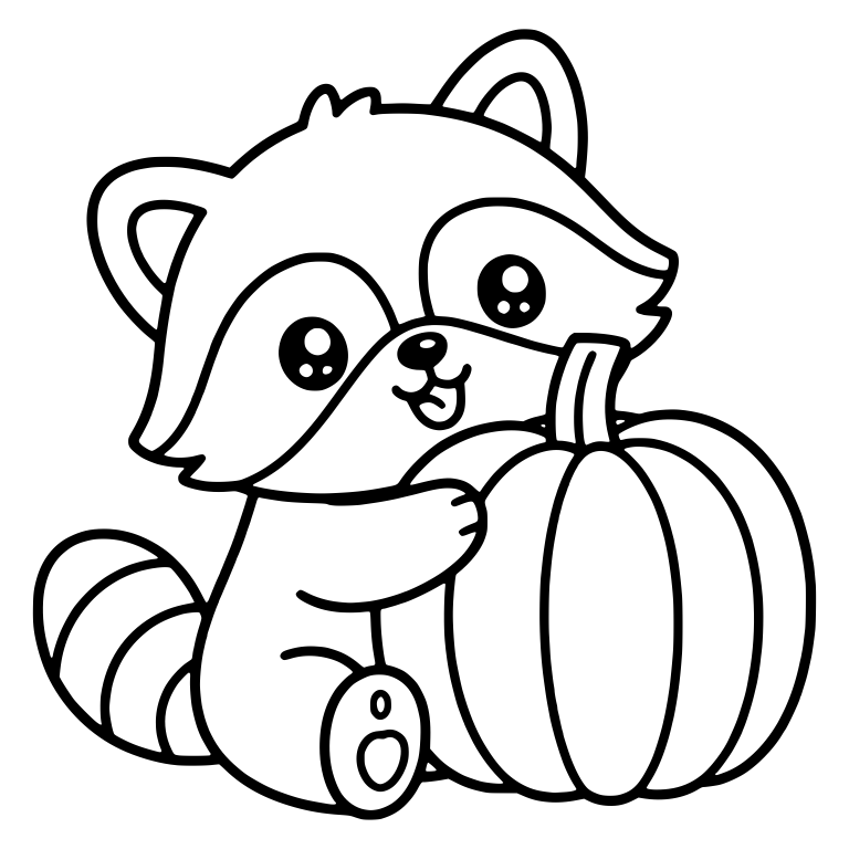 Raccoon Hugging a Giant Pumpkin — free animal SVG cut file
