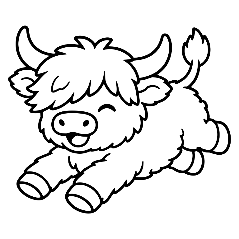 Leaping Highland Calf with Tail Flicked High — free animal SVG cut file