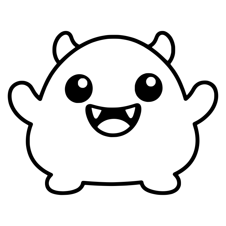 Round Blob Monster With Little Horns And Raised Arms — free fantasy-creature SVG cut file
