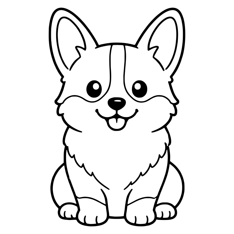 Smiling Corgi Sitting Front View With White Blaze — free animal SVG cut file