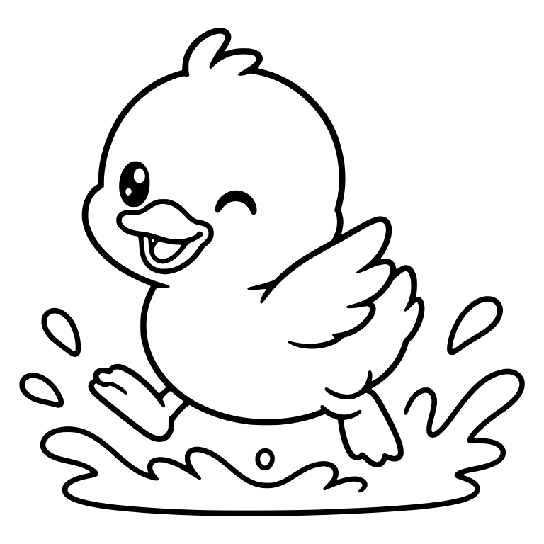 Winking Duckling Running Through Puddle Splash — free animal SVG cut file