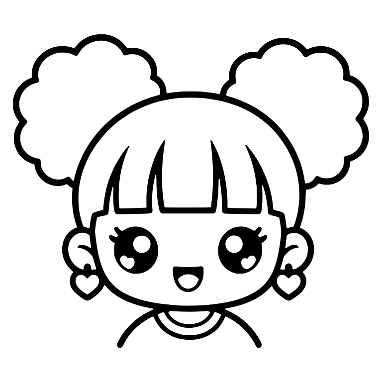 Smiling Girl with Two Afro Puffs and Heart Earrings — free characters SVG cut file