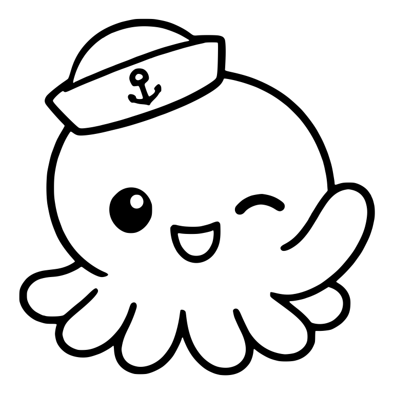 Sailor Octopus With Anchor Hat Waving Hello — free animal SVG cut file