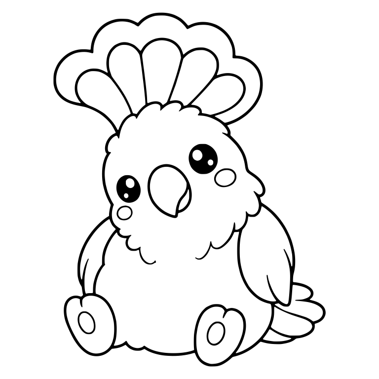 Fluffy Umbrella Cockatoo Sitting With Feet Forward — free animal SVG cut file