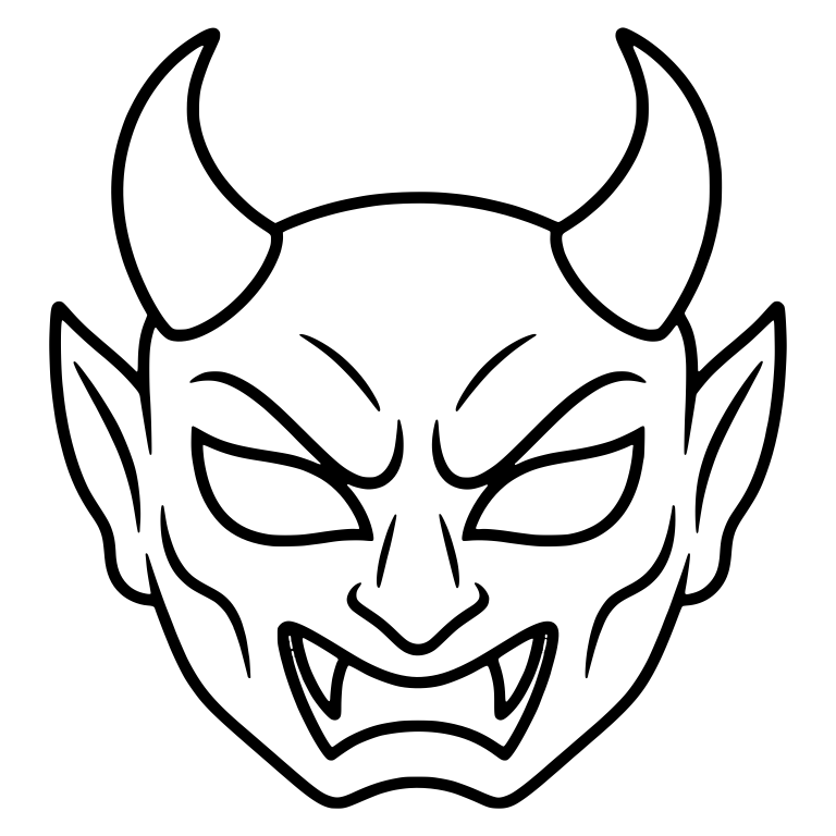 Devil Mask With Curved Horns and Fangs — free objects SVG cut file