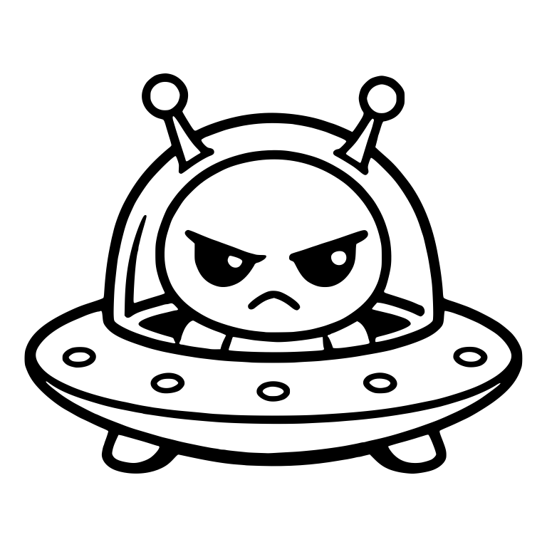 Grumpy Alien Peeking Out of a Flying Saucer — free fantasy-creature SVG cut file