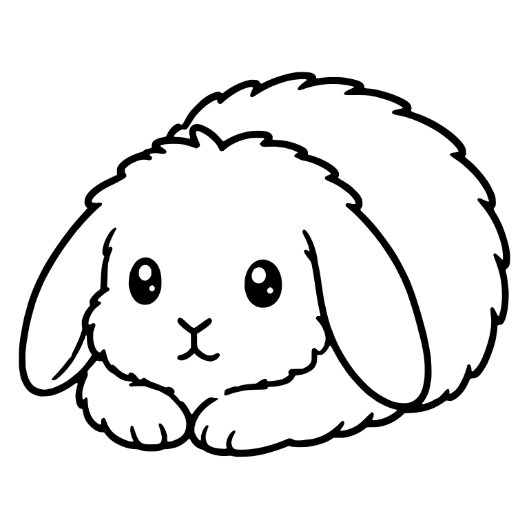 Fuzzy Lop Bunny Lying Down Facing Forward — free animal SVG cut file
