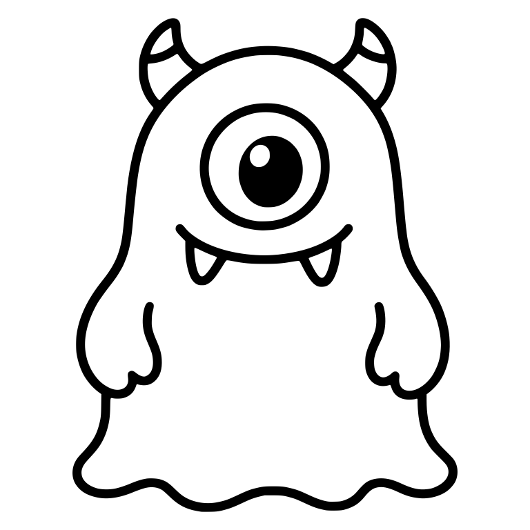 One Eyed Horned Monster With Wavy Hem And Fangs — free fantasy-creature SVG cut file