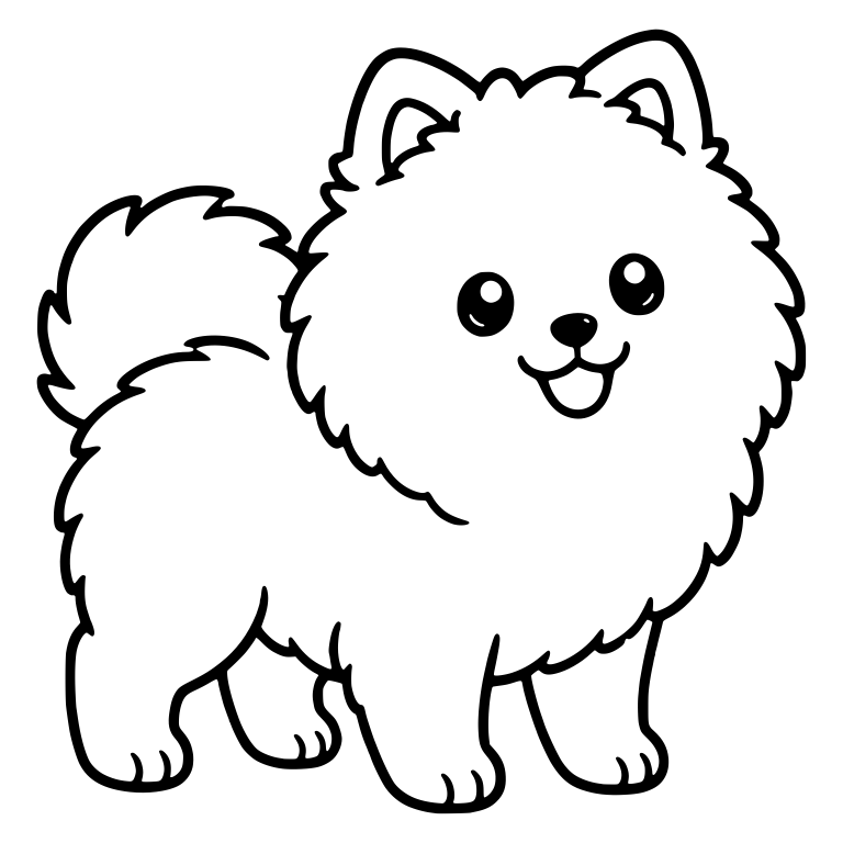Standing Pomeranian With Tail Curled Over Its Back — free animal SVG cut file