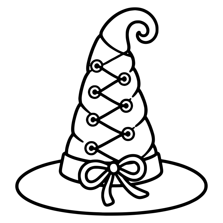 Lace-Up Witch Hat With Eyelets And Bow — free objects SVG cut file