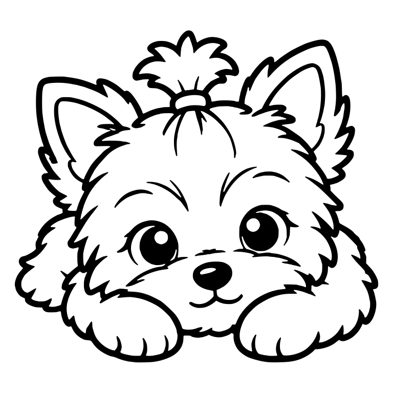 Yorkie Puppy Lying Low With Topknot and Large Eyes — free animal SVG cut file