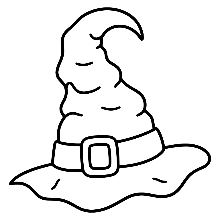 Lumpy Witch Hat with Curved Crescent Tip and Square Buckle — free objects SVG cut file