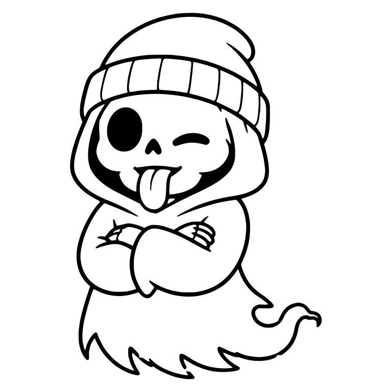 Winking Tongue-Out Beanie Reaper With Crossed Arms — free characters SVG cut file