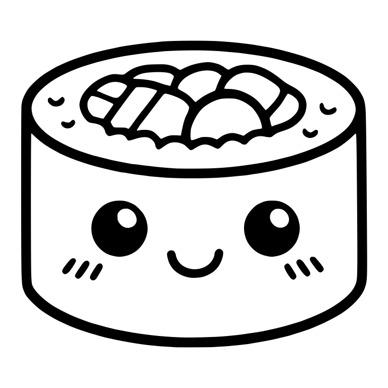 Kawaii Sushi Roll with Fish Topping and Rosy Smile — free food SVG cut file