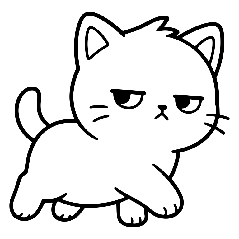 Unimpressed Kitten Trotting With Sideways Stare — free animal SVG cut file