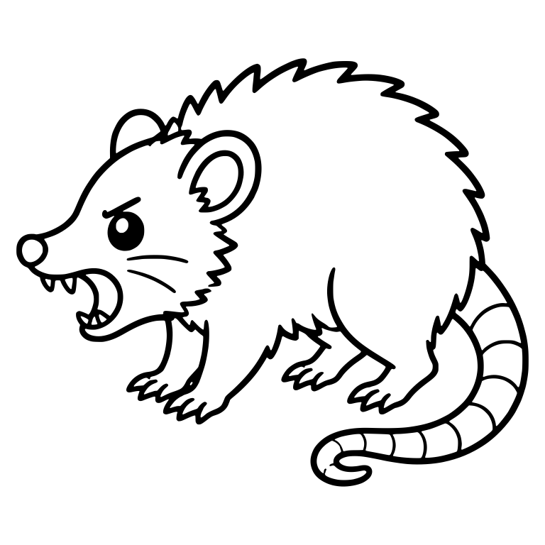 Hissing Opossum Standing Side View With Curled Tail — free animal SVG cut file
