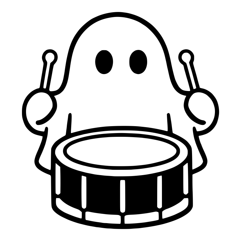Ghost Drummer Behind Large Striped Snare Drum — free fantasy-creature SVG cut file
