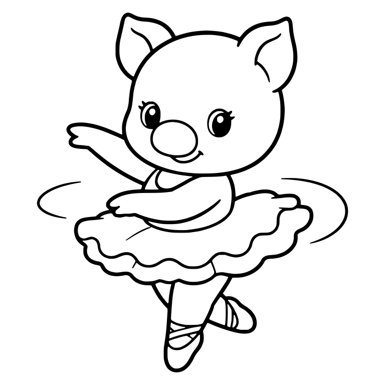Twirling Ballerina Piglet in Ruffled Tutu — free animal SVG cut file
