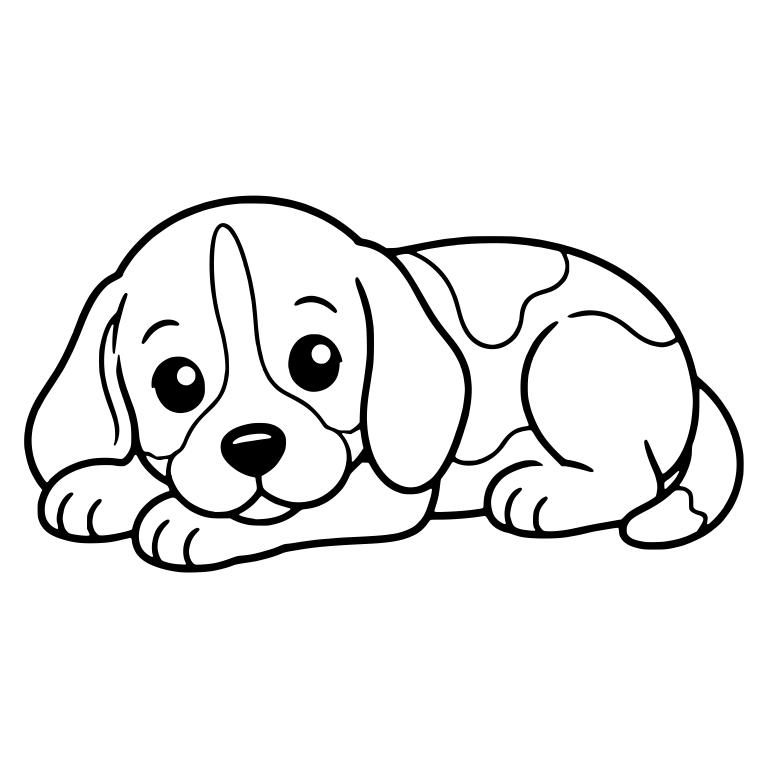 Lying Beagle Puppy with Paws Forward and Spotted Back — free animal SVG cut file