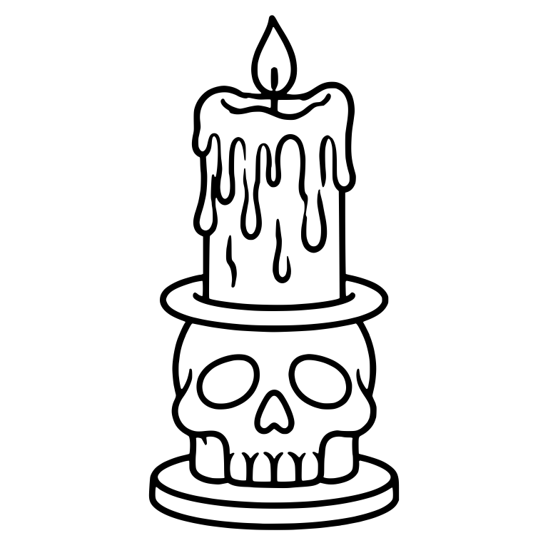 Skull Candle Holder With Dripping Candle — free objects SVG cut file