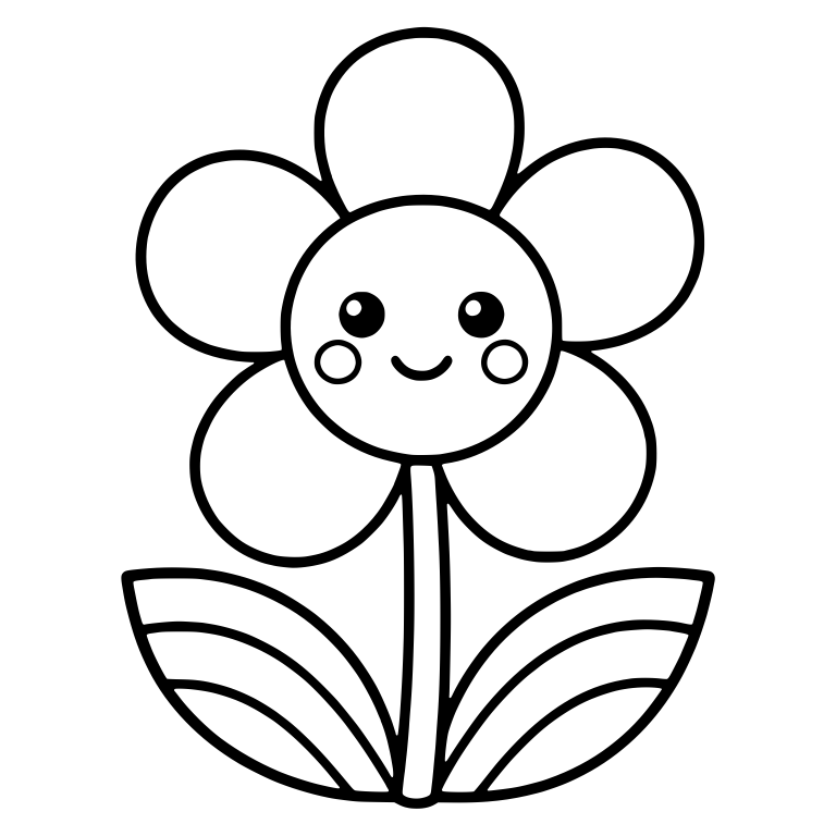 Five Petal Flower With Rainbow Striped Leaves — free floral SVG cut file