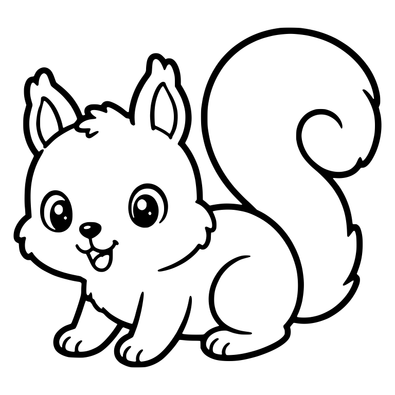 Baby Squirrel Crouching with Big Spiral Tail — free animal SVG cut file