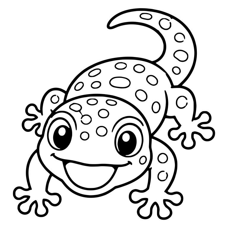 Happy Spotted Gecko Crawling Forward with Open Smile — free animal SVG cut file