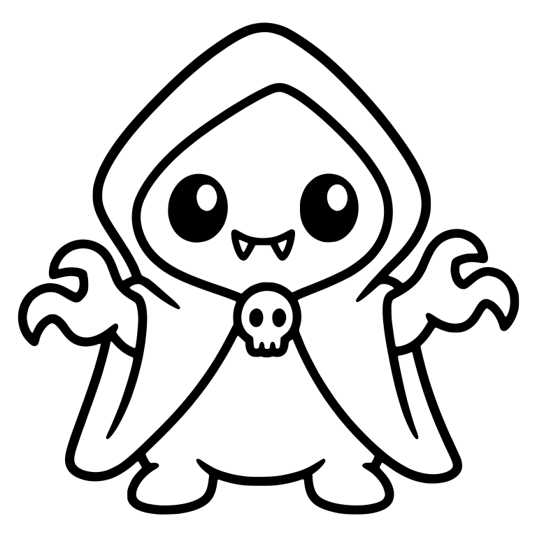 Hooded Cloak Monster With Skull Clasp — free fantasy-creature SVG cut file
