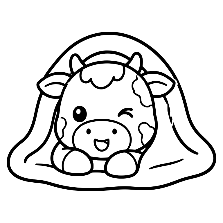 Winking Cow Peeking From Under a Blanket — free animal SVG cut file