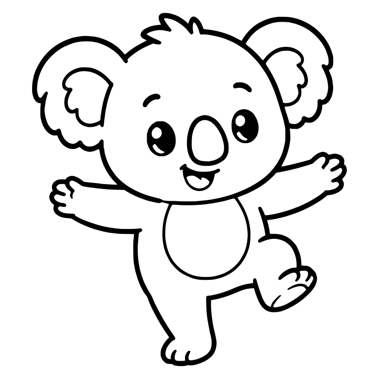 Baby Koala Balancing on One Leg with Arms Out — free animal SVG cut file